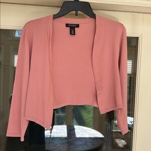Alfani Open-Front Cropped Shrug in Dusty Rose